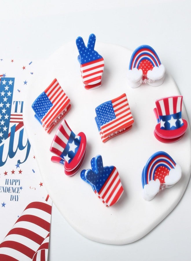 Cuizhiyu 8PK Small 4th of July Hair Claw Clips for Girls Women Flag Hair Clips Cute Independence Day Hair Accessories - Image 2